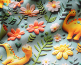Tissu imprimé numériquement en 3D motif dinosaure Little Johnny, 100 % coton, 142 cm de large, idéal pour les loisirs créatifs, le matelassage, la décoration intérieure et les loisirs créatifs pour enfants.